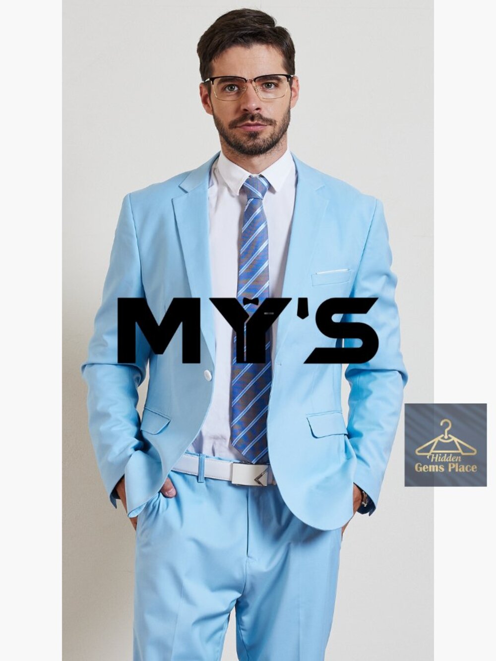 Men's Slim Fit Blazer, Two Button Casual Lightweight Jacket - Picture 7 of 7